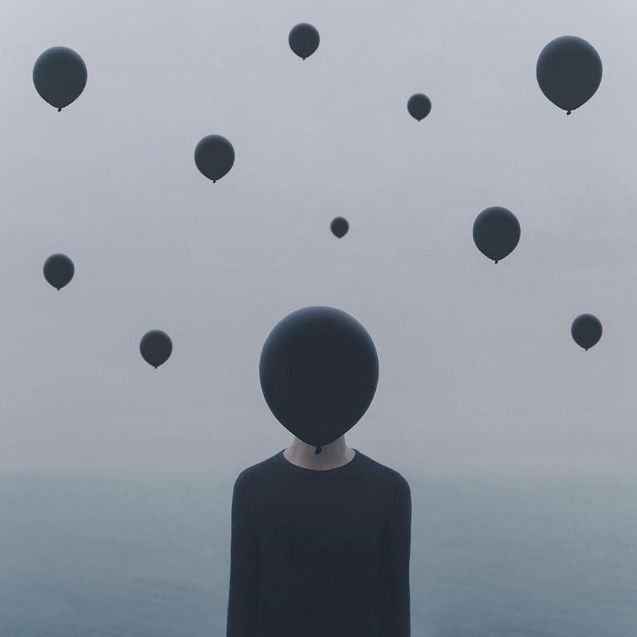 déjalo ir Fotografía surrealista que explora el solitario mundo interior del hombre. bayas de cerebro