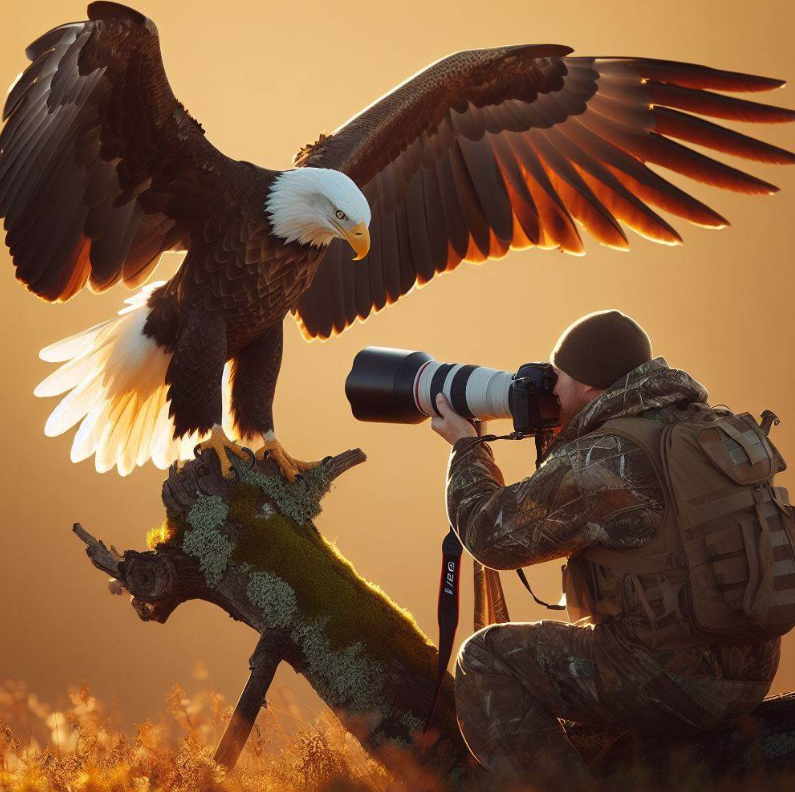 Humano fotografiando el águila calva