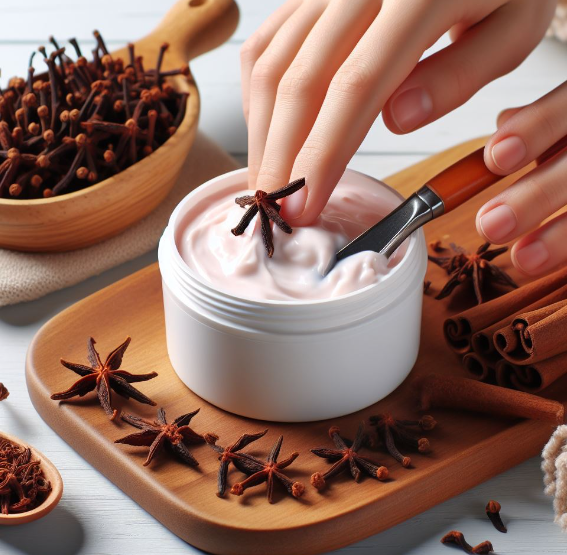 Persona que aplica crema depiladora casera hecha con clavos de olor