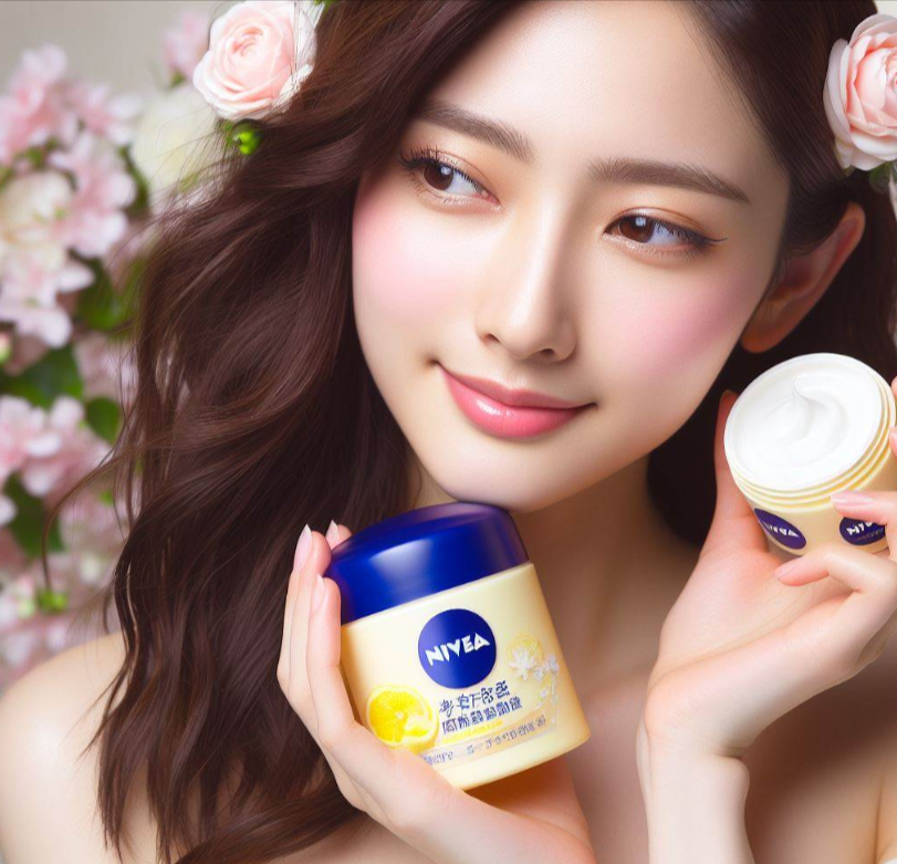 Chica con piel perfecta que usa crema Nivea con limón